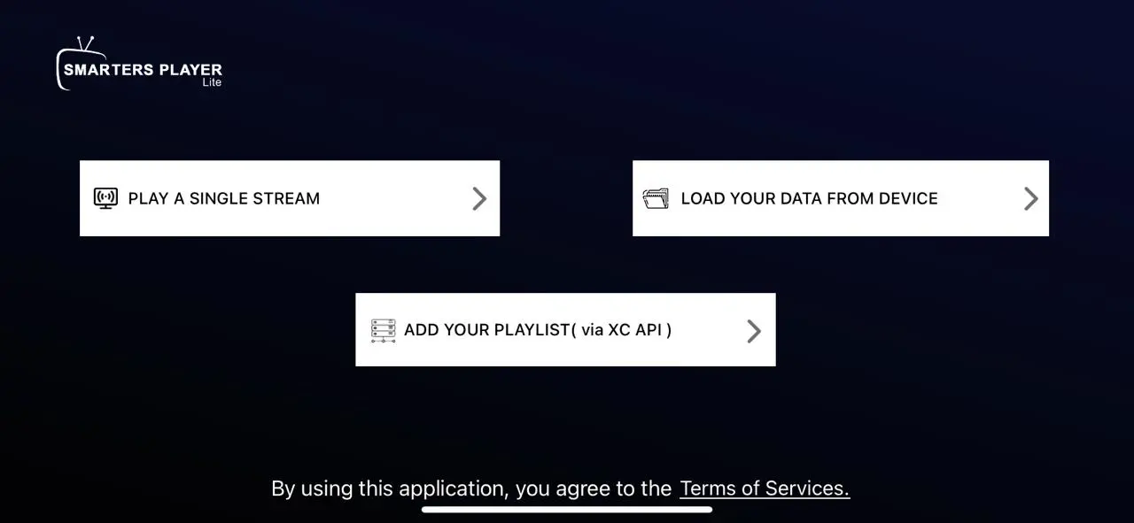Paso 1: Seleccionar 'Añadir tu lista de reproducción' en Smarters Player Lite para iOS